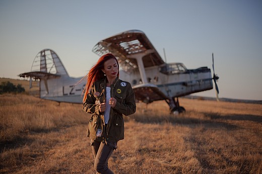 Plane and girl