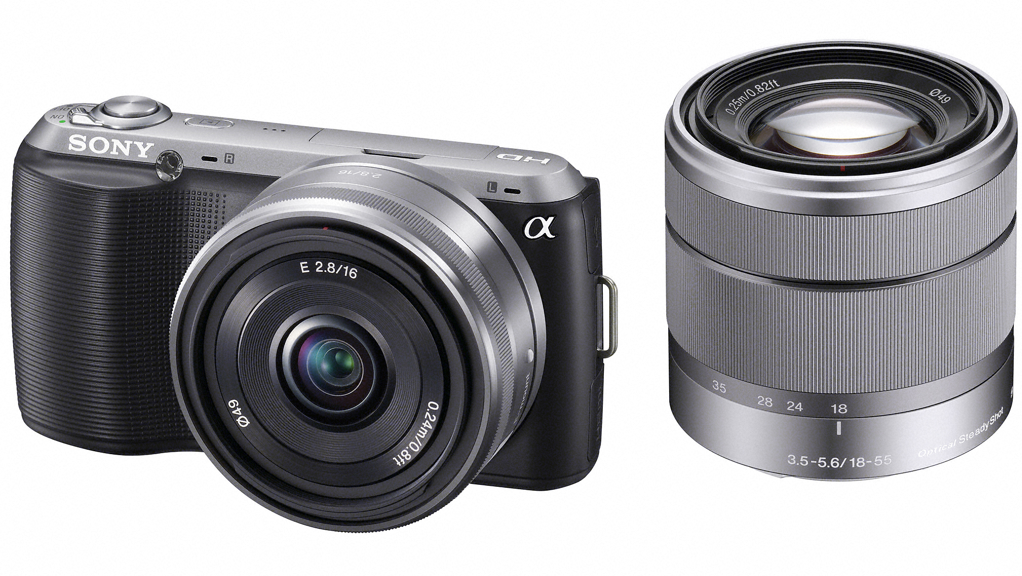 цифров безогледален фотоапарат със сменяема оптика Sony NEX-C3 с обективи