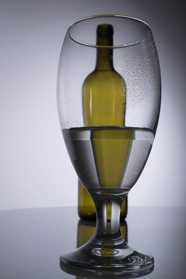 Bottle in glass